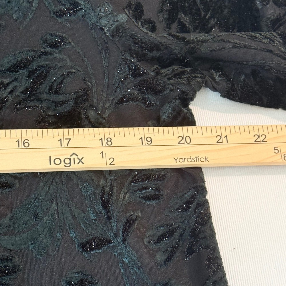 Susan Graver Occasion Cardigan MP Black Velvet Burnout Glitter Open Front Kimono - Picture 8 of 16